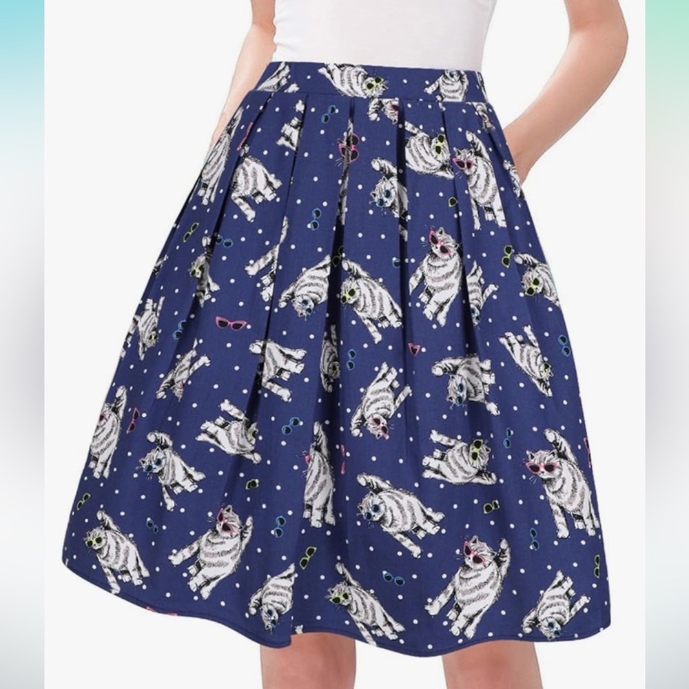 A-Line Cats with Sunglasses Skirt